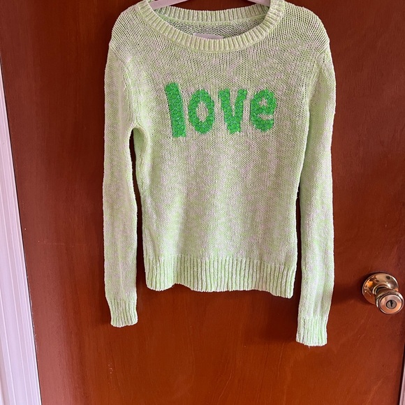 Justice Lime Green Love Sweater - Picture 1 of 5